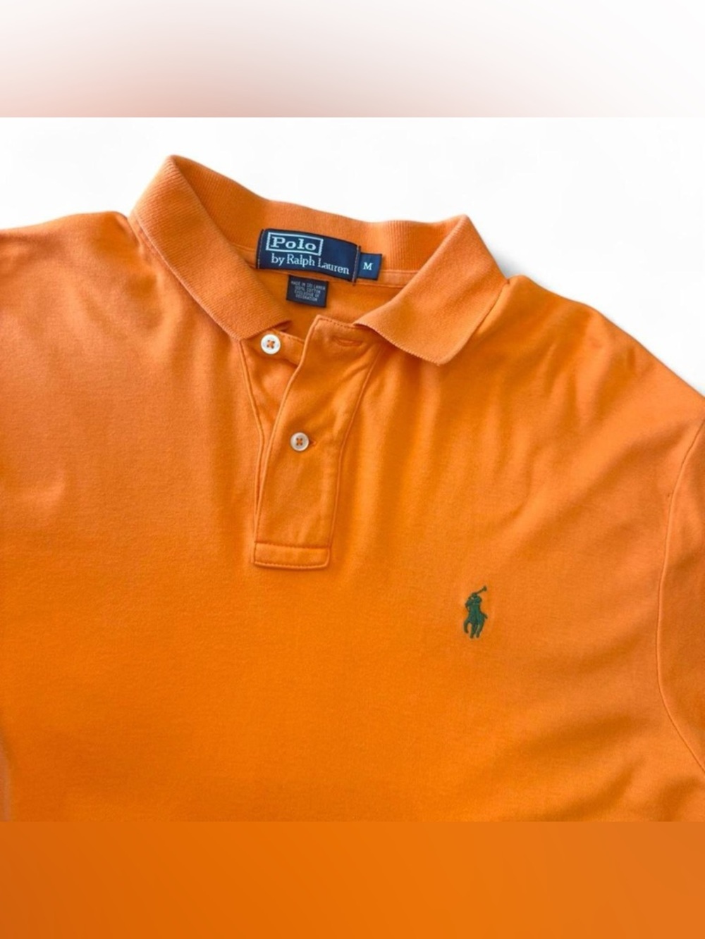 Polo Ralph Lauren classic fit polo | Orange | Men’s M | green pony | 100% cotton - Picture 3 of 6